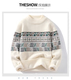 Men's Fashion stripe pattern Sweaters 2024 Autumn/Winter Loose Knittwear Men sweater youth Thick Warm wool pullovers M-4XL ﻿