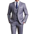 Men's 2 Piece Suit Set Solid Color Elegant Wedding Formal Business Dress Blazer Vest Pants Classic Tuxedo for Party Groomsmen