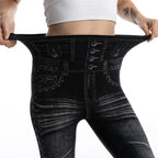 High Waist Faux Denim Jean Leggings Slim Elastic Seamless Skinny Pencil Pant Summer Female Workout Fashion Denim Jeans Leggings
