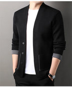 Solid Color Men's Knitted Cardigan Spring Autumn New Fashion Casual Wearable Sweater Middle-aged Coat