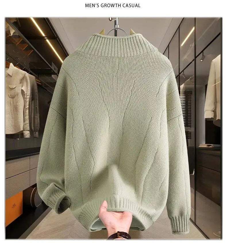 2026 Autumn Men's High Quality Comfortable Loose Solid Color Knitted Cardigan jacket Men's Fashion Trend Casual Sweater men