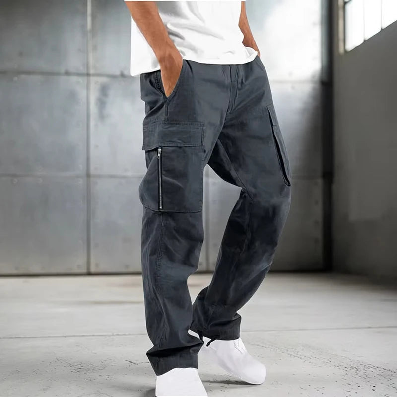 Men's Tactical Cargo Pants Multi Pocket Straight Leg Drawstring Waist Outdoor Hiking Work Casual Daily Street Travel Trousers