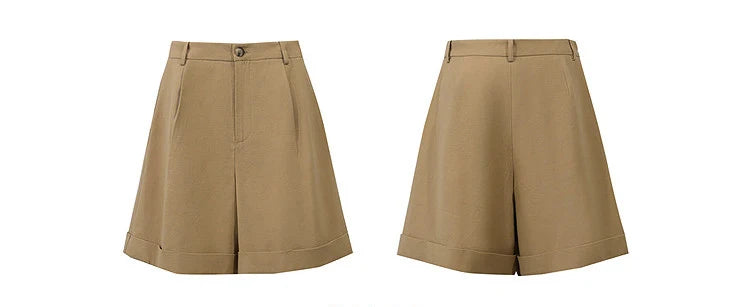 Amii Women's Shorts 2026 Summer New Rolled Casual Cotton Pants Cuffed Hem Solid Color Versatile Basic Woman Clothes 12622140