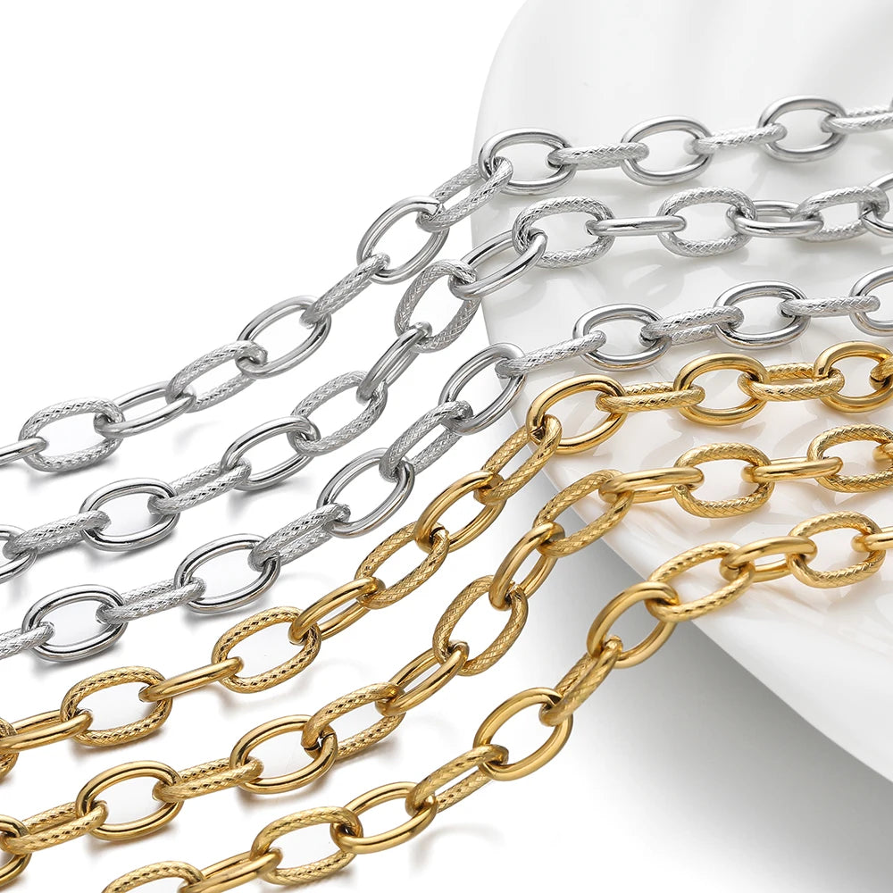 1Meter/Pack 304 Stainless Steel Knot Gold Steel Color Handmade Chains for DIY Necklace Bracelets Jewelry Making Accessories