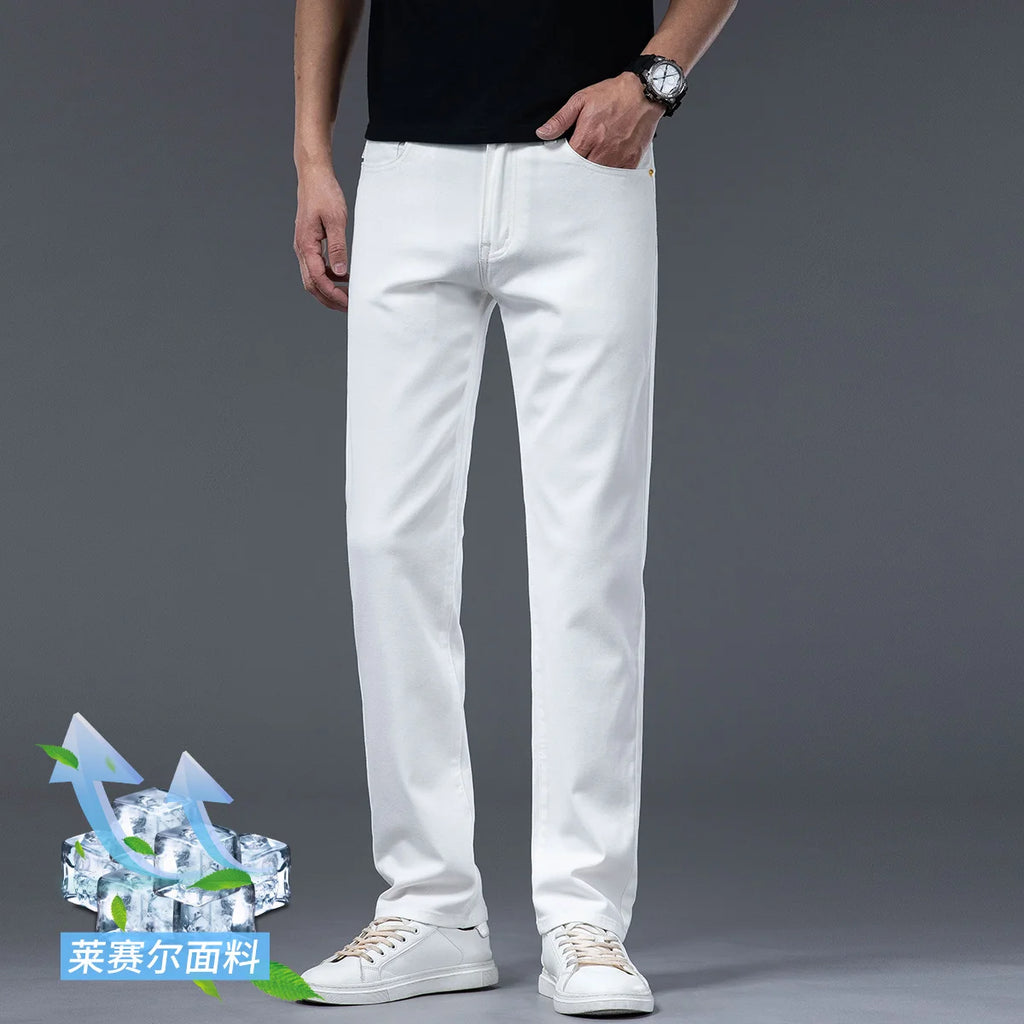 2026 Y2k Pants Men Thin Lyocell Spring Summer Classic Korean Youthful Vitality Men's  Jeans Lightweight Stretch Trousers