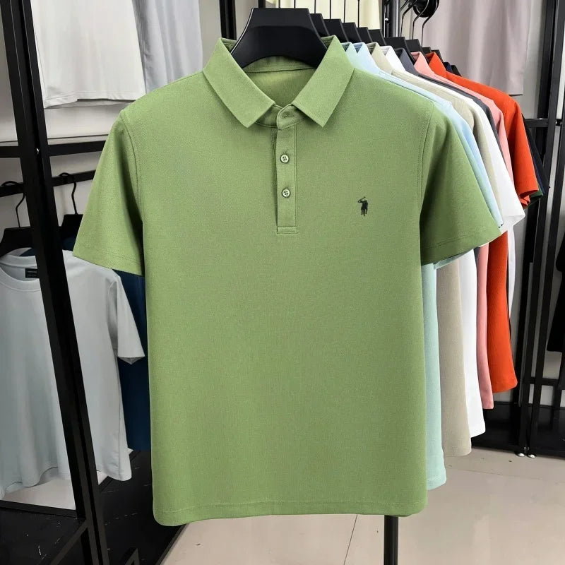 Luxury brand pony embroidered short sleeve men's polo shirt new business casual breathable summer comfort high-end Paul T-shirt