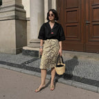 Tossy Snakeskin Printed Fashion Skirt Women's High Waist Slim Contrast Patchwork Commute Streetwear Female Vintage Y2k Skirt