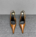 Women's Designer Heels Patent Leather Pointed Toe Sculptural Thin High Heels Sandals Pumps Runway Chic Luxury Party Dress Shoes