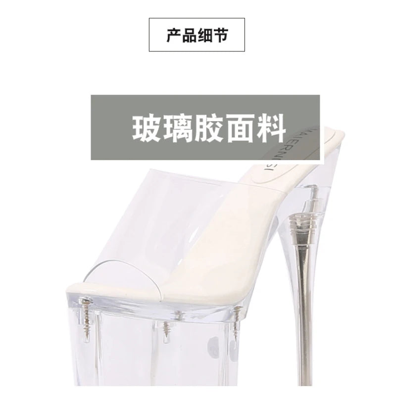 Fashion Crystal Car Model Nightclub Princess Extra Slim Heels Waterproof Platform Hatred Sky High Transparent Super High Sandals