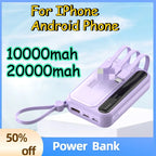 10000/20000mah Power Bank  4 in1 Built in Cables Intelligent Digital Display Light Portable Battery for IPhone Android Phone