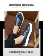 New Black Sneakers Men Vulcanize Shoes Yellow Crocodile Pattern Slip-On Size 38-46 Zapatos De Hombre Men Shoes