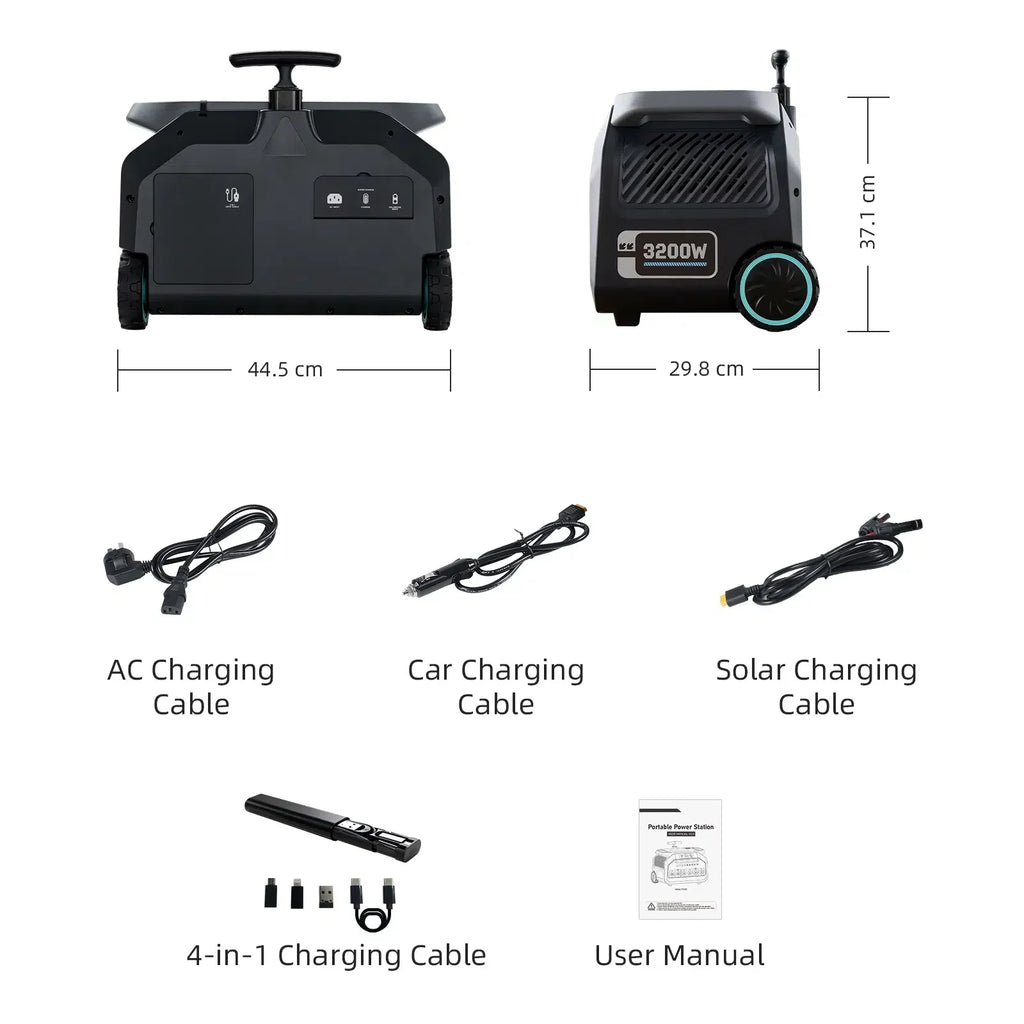 IEE P3200 Portable Power Station 3200W LiFePO4 Battery MPPT Solar Panel Flashlight Large Capacity Pure Sine Wave Inverter