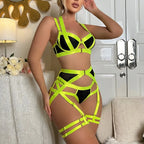 Toucheart Strap Cross Sexy Lingerie Body Shaping Separates Set Women Solid Color Sexy Hollow Out Underwear Metal Sheet Bra Set