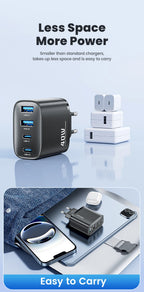 Toocki 40W GaN Fast Charger QC4.0 PD3.0 AFC SCP 4 Port USB Type C Charger for iPhone 16 15 14 Samsung S25 S24 Xiaomi Huawei OPPO