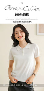 100% Cotton Women POLO Collar Casual Top T-shirt luxury designer clothing woman plus size clearance sale