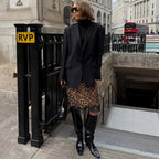 Talenza Summer Leopard Print Midi Skirts Sexy Women's Lace Patchwork Slim Skirts Fashion New Vintage Vacation Clubwear Y2K Skirt