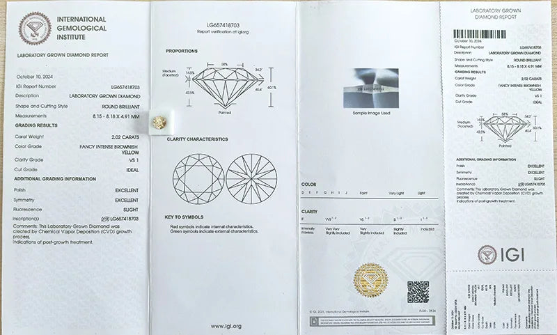 1.0-2.0ct Yellow Round Cut Lab Created Diamonds VS1/VS2 Fancy Yellow Lab Grown Diamond For Custom Jewelry IGI Certificate