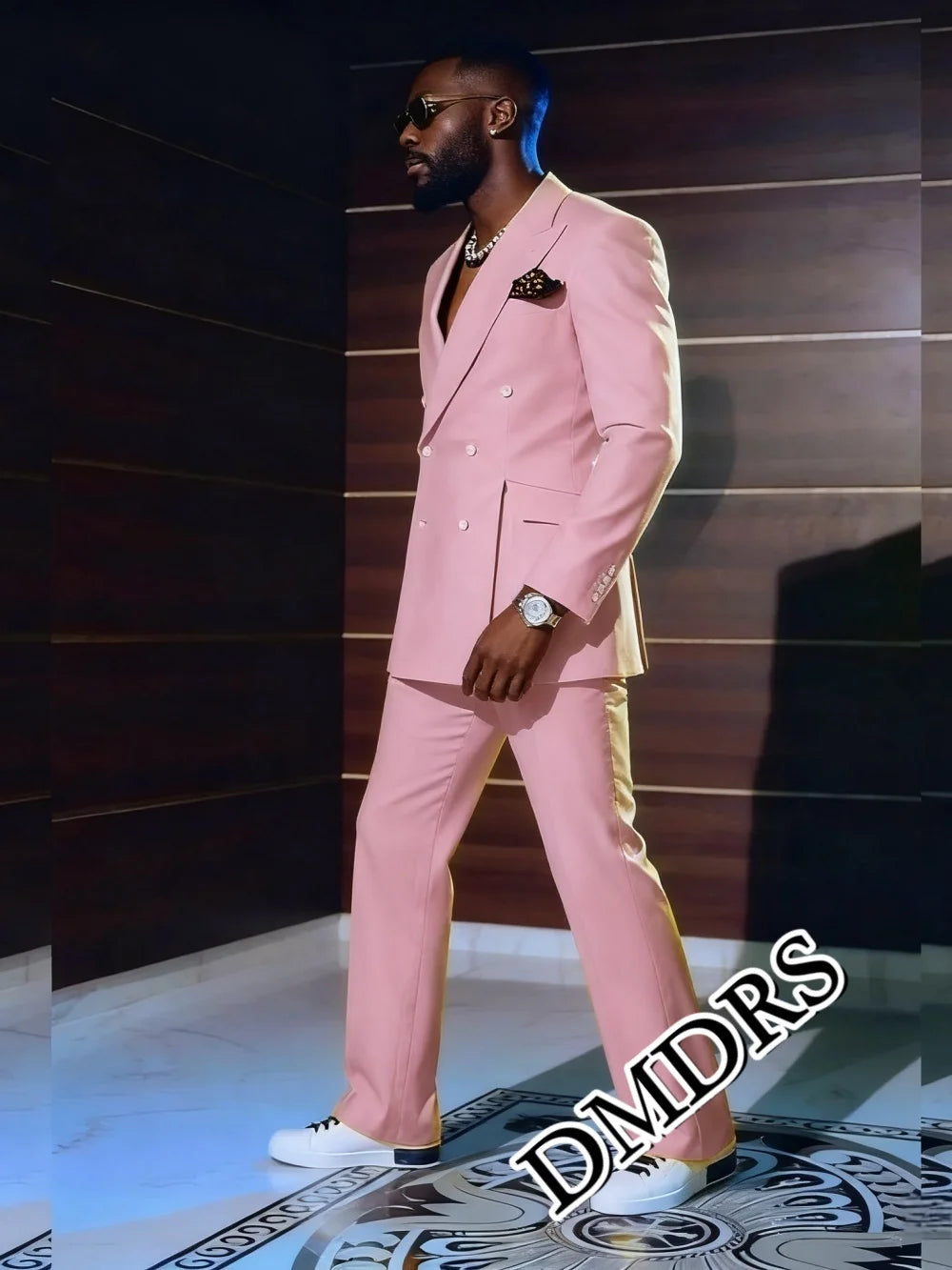 Stylish Pink Men's Suit Set 2PCS  For Wedding Formal Business Men's Suit Set Stylish Office Men's Suit Set