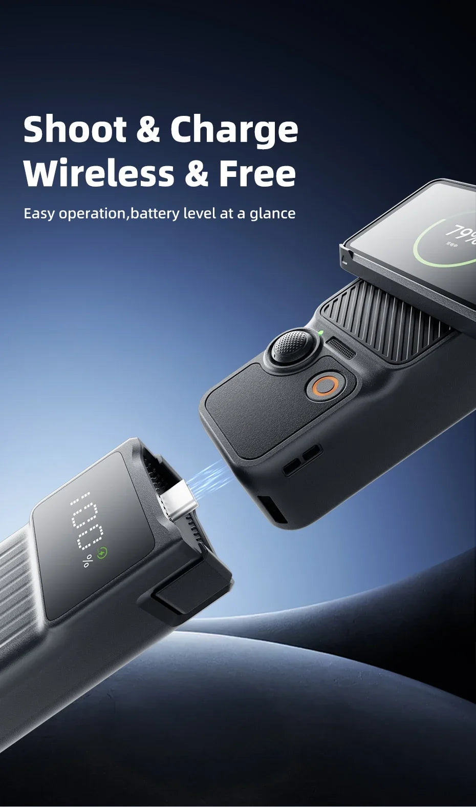 NOHON Camera Handheld Gimbal Charger for DJI Osmo Pocket 4 Pro 3 Battery Handle 10000mAh 5000mAh Portable Power Bank 22.5W