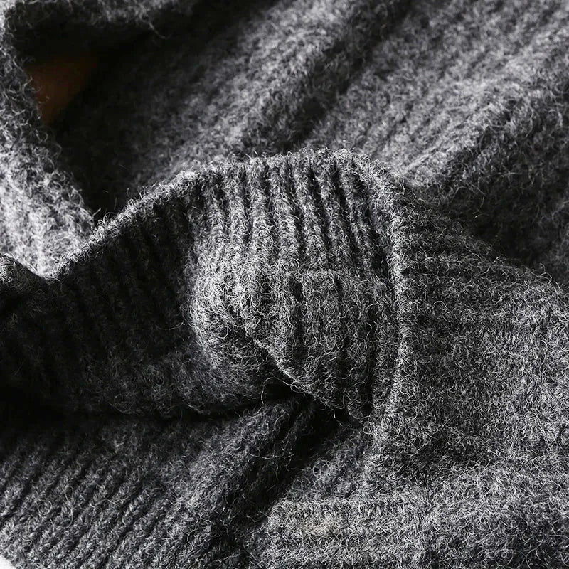 Wool Men Pullover Autumn Winter Thickening Warm Knitting Sweater Round Neck Raglan Sleeve Solid Long-Sleeve Casual Woolen Tops