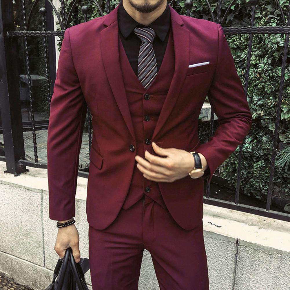 Men Blazers 3Pieces Sets Wedding Formal Elegant Business Luxury Full Vest Pants Coats Classic Jackets Suit Coat Blazers Trousers