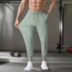 Men's Ice Silk Quick-Dry Pants Summer Lightweight Breathable Joggers with Zipper Pockets Elastic Waist Casual Sports Trousers Fo