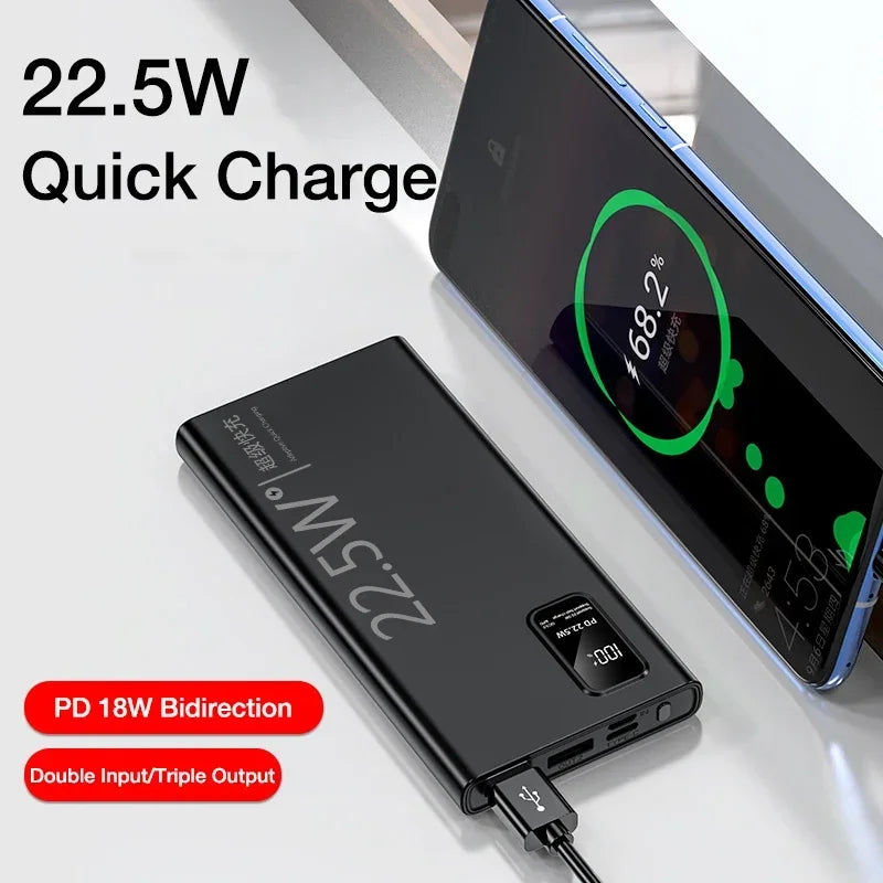 20000mAh Power Bank USB C 22.5W Fast Charging Portable Large Capacity Powerbank For Xiaomi iPhone Samsung External Spare Battery