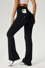 TRY TO BN Yoga Pants Pocket Back Flare Leggings Sports Fitness High Waisted Scrunch Leggings Workout Trousers Gym Woman Clothing