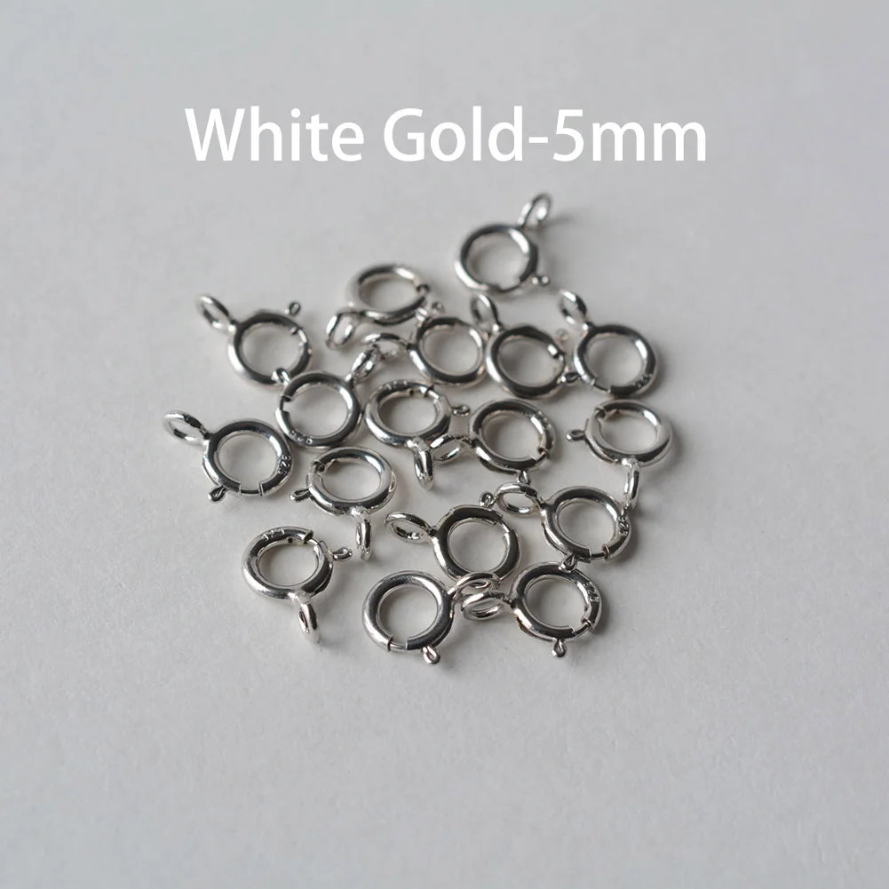 925 Sterling Silver Spring Ring Clasp with Open Jump Ring, 5-8mm Spring Ring Clasps with Open Ring For Jewelry Making Findings