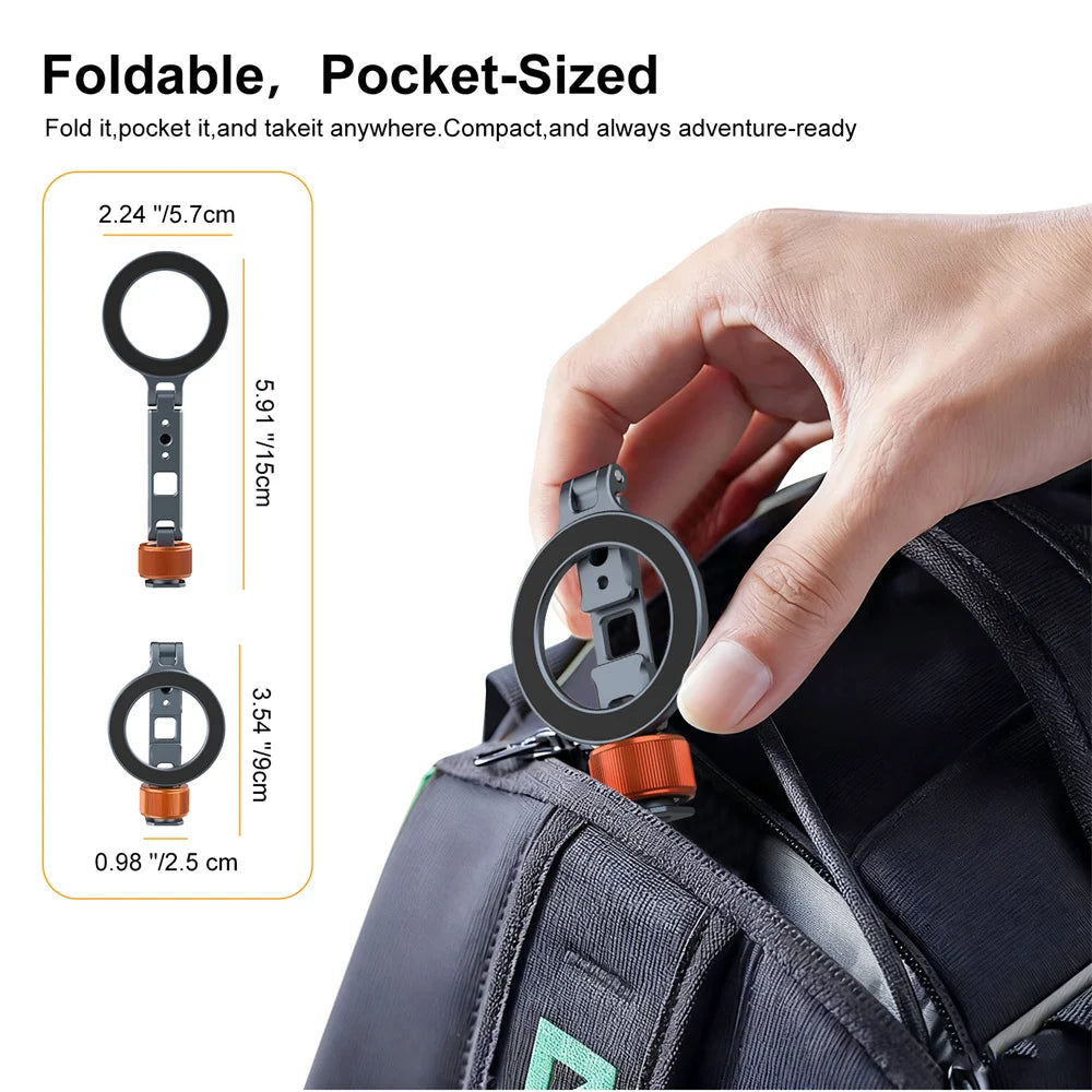 For MagSafe Phone Tripod Holder Mount Aluminum Magnetic Mount Adapter with 1/4” Screw Cold Shoe for iPhone 17 16 15 14 13
