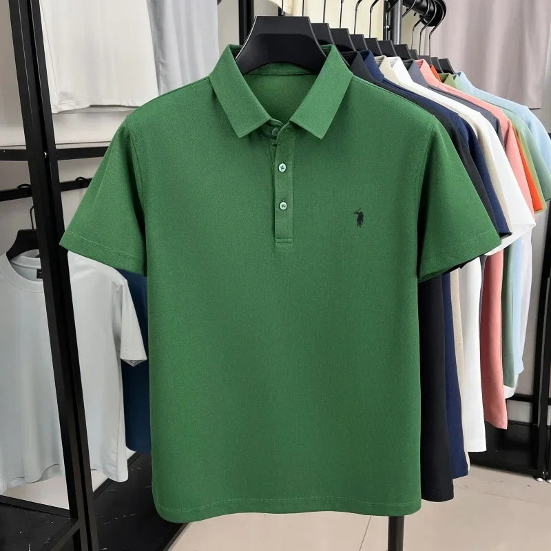 Luxury brand pony embroidered short sleeve men's polo shirt new business casual breathable summer comfort high-end Paul T-shirt