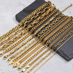 Gold Color Men's Chain Bracelet,Hiphop Stainless Steel Chunky Chain Wristband,Rock Punk Jewelry Gift for Dad Son BBF Him