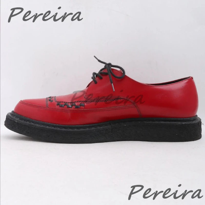 Men's Leopard Print Cowhide Derby Shoes Pointed Toe Genuine Leather Thick Soled Oxfords Spring Summer New Business Dress Shoes