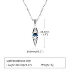 Stylish Blue Stone Necklaces for Men Women,Stainless Steel Geometric Pendant Collar,Valentine's Birthday Party Gift for Him