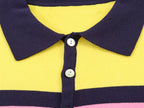 KONDALA Trendy Contrasting Colors Striped Tops Women Casual High Street Polo Shirts 2026 Summer Fashion Holiday Chic Knitted Top