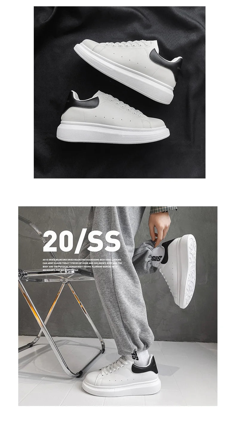 Men's breathable lightweight white shoes spring summer soft-sole comfort walking casual shoes fashion student sports baord shoes