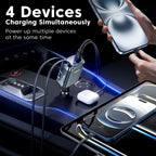 Toocki 105W Car Charger USB C Retractable Cable 0.75m PD 45W QC 3.0 SCP SFC2.0 PPS Fast Charging for iPhone 17 16 Samsung Tablet