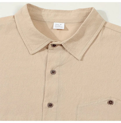 Men's Linen Blend Short Sleeve Button Down Shirt Casual Beach Top with Chest Pocket Breathable Lightweight Summer Shirts for Men