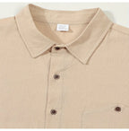 Men's Linen Blend Short Sleeve Button Down Shirt Casual Beach Top with Chest Pocket Breathable Lightweight Summer Shirts for Men
