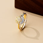 925 Silver Sun and Moon  Couple Ring Set Sky Blue Sparkling Cubic Zirconia Rings Promise Fine Jewelry Gifts for Valentines Day