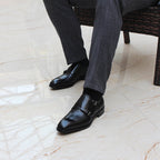 Luxury Genuine Leather Double Buckle Monk Strap Formal Shoes for Men Classic Cap Toe Business Office Wedding Dress Shoes