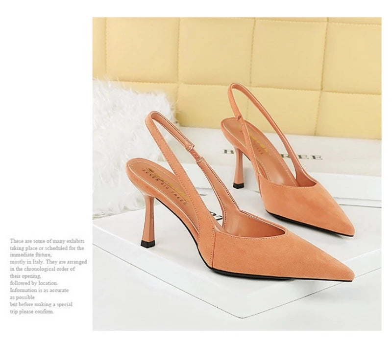 Fashionable Banquet Empty High Heel Shoes For Women's Shoes Thin Heel Pointed Toe Hollow Single Shoes For Women's Shallow Mouth