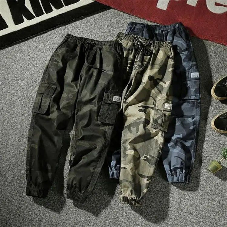 Camouflage Cargo Pants Men Cotton Streetwear Korean Hip Hop Joggers 7XL Loose Fit Casual Trousers Multi-Pockets Elastic Waist