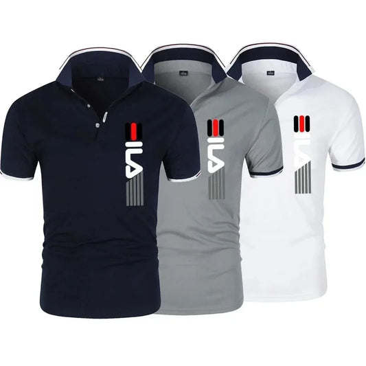 Summer New Men's Lapel  Polo Shirt printing  Short Sleeve Casual Business Fashion Slim Fit Polo Shirt for Men