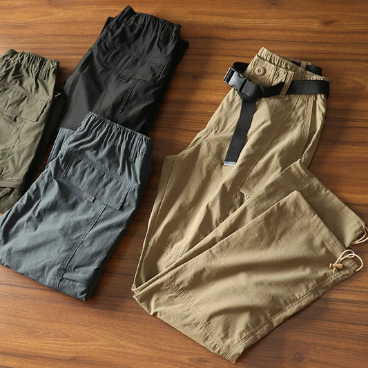 Men's Summer Cargo Pants Outdoor Street Fashion Spring Slacks Baggy Joggers Hiking Long Loose Vintage Long Trousers For Men