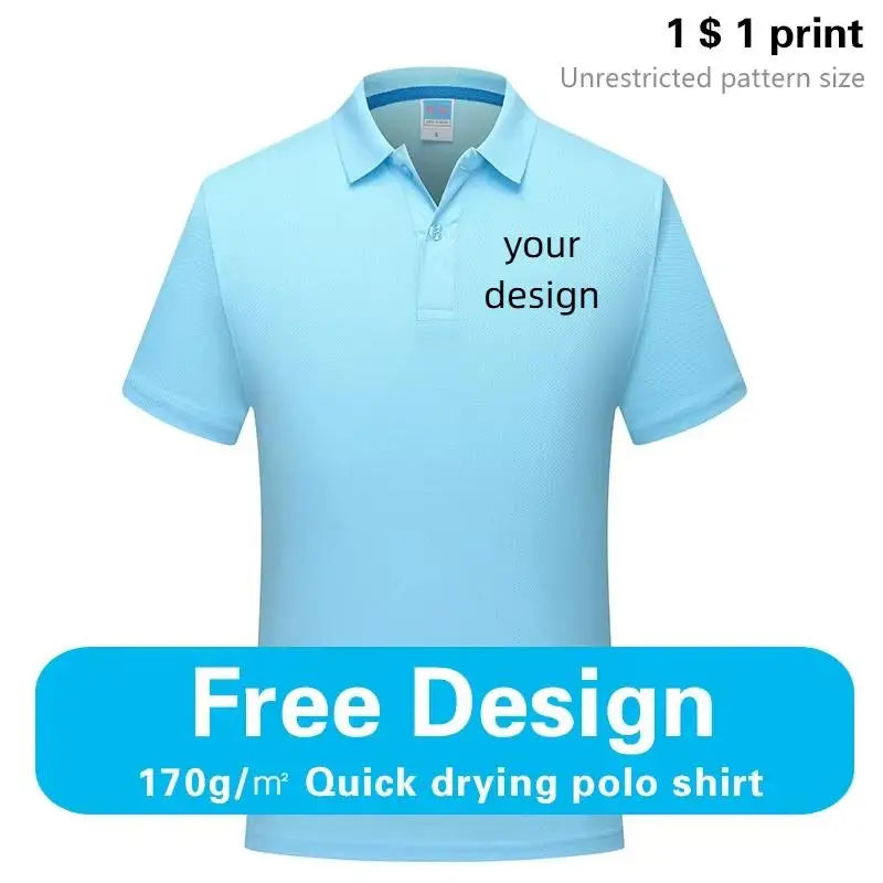 Sports quick-drying polo shirt Custom printed logo lapel cheap advertising T-shirt Marathon running embroidered pattern diy