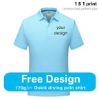 Sports quick-drying polo shirt Custom printed logo lapel cheap advertising T-shirt Marathon running embroidered pattern diy
