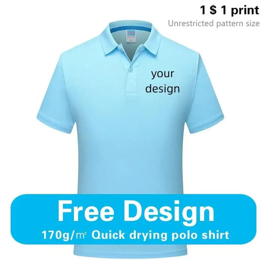Sports quick-drying polo shirt Custom printed logo lapel cheap advertising T-shirt Marathon running embroidered pattern diy