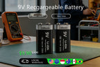 Kuugro USB 9V Rechargeable Battery 1100mAh Type-C Rechargeable 6F22 9V Li-ion Battery for RC Helicopeter Model Multimeter Toy