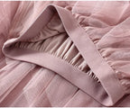 Womens Elastic High Waist Tulle Mesh Irregular Tutu Skirt Gauze Skirt Spring and Summer New Pleated A-Line Skirt in the Long Hi
